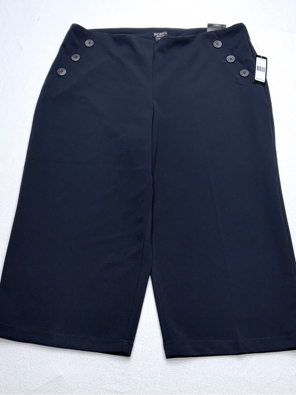 SOHO Apparel Cropped Pants Navy Blue Sailor Button Pull On Women’s 2X